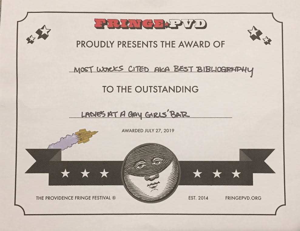 Photo shows a certificate awarding the author's 